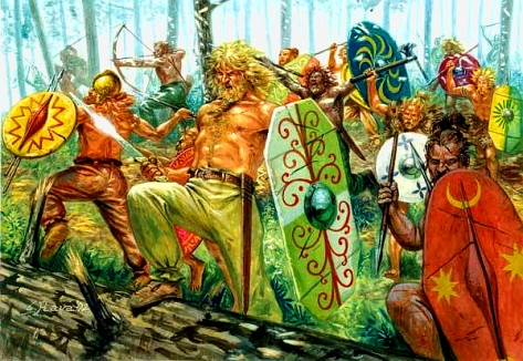 Early Germanic warriors. Ariovistus’ Suebi were one of the most aggressive Germanic tribes (Artwork by G. Rava)
